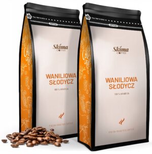 Kawa ziarnista 2X1kg WANILIOWA SŁODYCZ 100% ARABICA Świeża ekspres +GRATIS