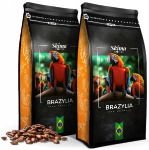 Kawa ziarnista 2x1kg BRAZYLIA 100% ARABICA Świeżo Palona do ekspresu+GRATIS