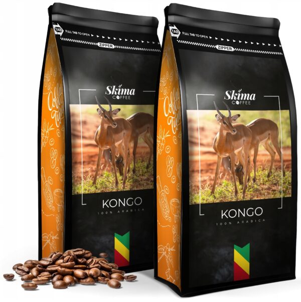 Kawa ziarnista 2x1kg KONGO 100% ARABICA Świeżo Palona do ekspresu + GRATIS