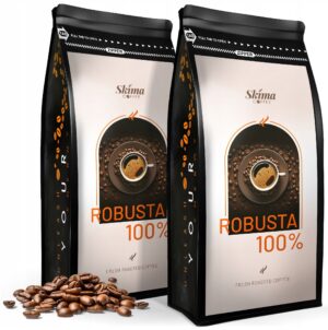 Kawa ziarnista 2x1kg ROBUSTA 100% Świeżo Palona do ekspresu + GRATIS