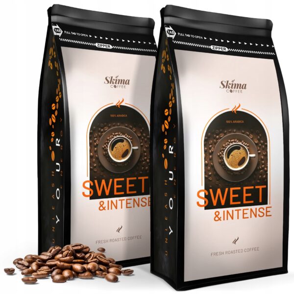 Kawa ziarnista 2x1kg SWEET&INTENSE ARABICA Świeżo Palona do ekspresu+GRATIS