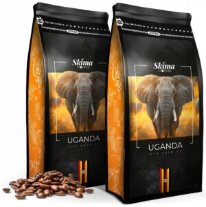 Kawa ziarnista 2x1kg UGANDA 100% ARABICA Świeżo Palona do ekspresu + GRATIS