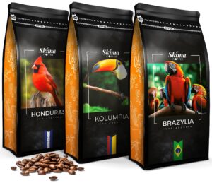 Kawa ziarnista 3x1kg BRAZYLIA/KOLUMBIA/HONDURAS ARABICA Świeża + GRATIS
